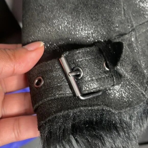 Like New Armani Exchange Fur Lined Moto Jacket Coat Small - Picture 6 of 9